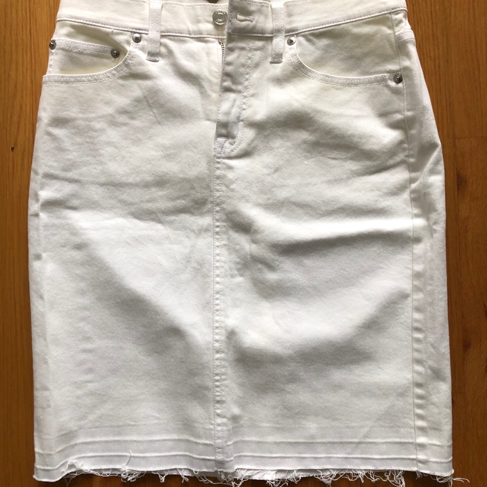 Jcrew Frayed Denim Pencil Skirt